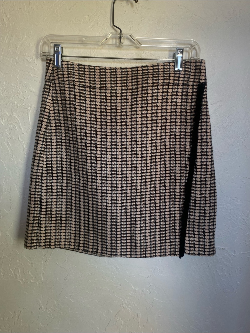 J. Crew Houndstooth Mini Skirt in Beige and Black